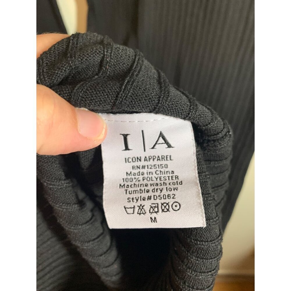 Ico Apparel Long Sleeve Bodycon Knit Sweater Dress Women's Size M Black Y2K AE2 - Picture 6 of 6